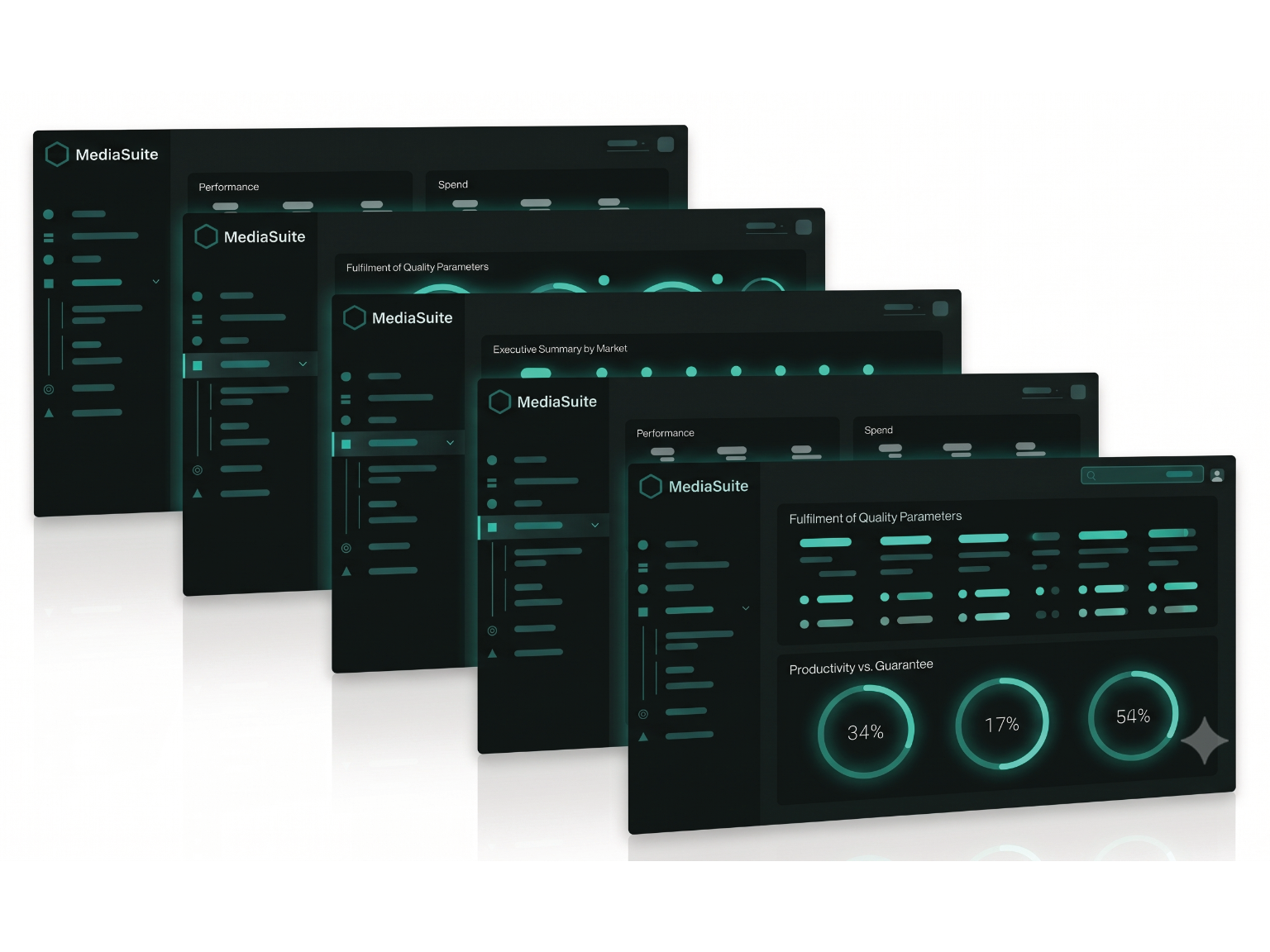 MediaSuite project view with data-collection timelines, filters, and validation status